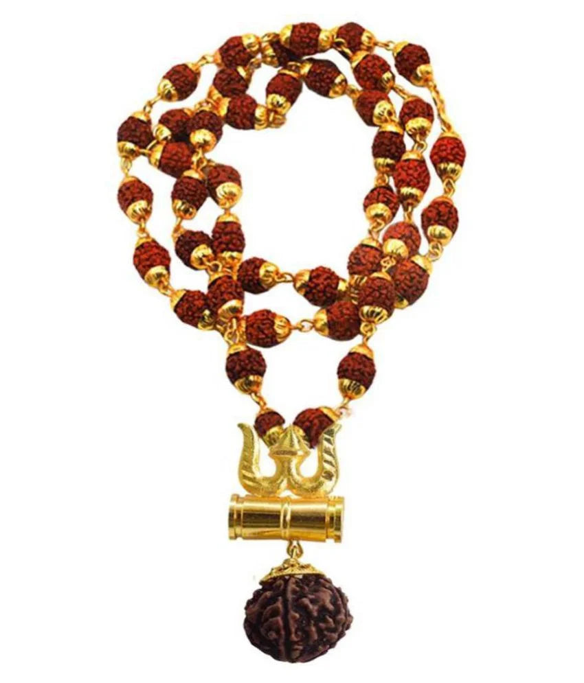 Mahadev Trishul Damru Pendant with Rudraksh Chain