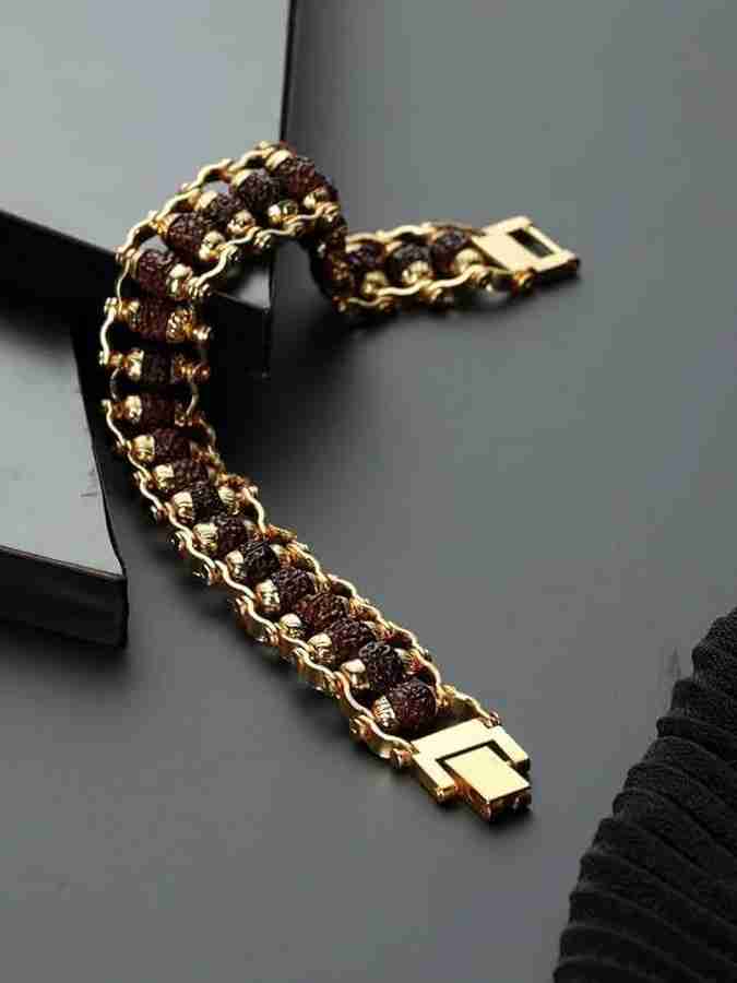 Rudraksh Bracelet - Non fading SS Golden chain