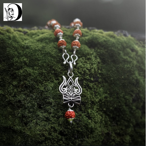 Mahadev Silver Trishul with Rudraksh Chain