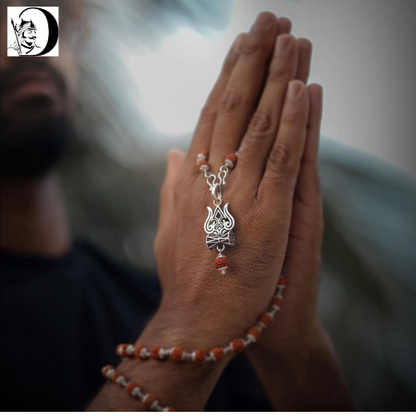 Mahadev Silver Trishul with Rudraksh Chain