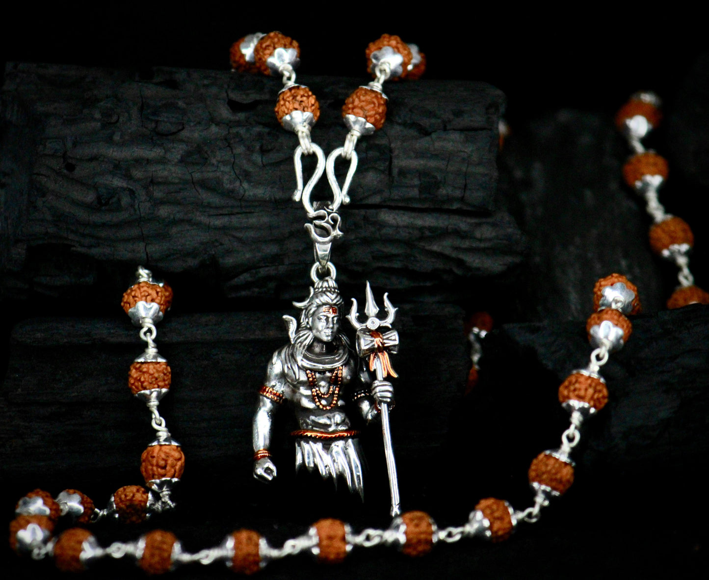 Mahadev n Trishul Pendant with Rudraksh Chain