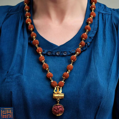 Mahadev Trishul Damru Pendant with Rudraksh Chain