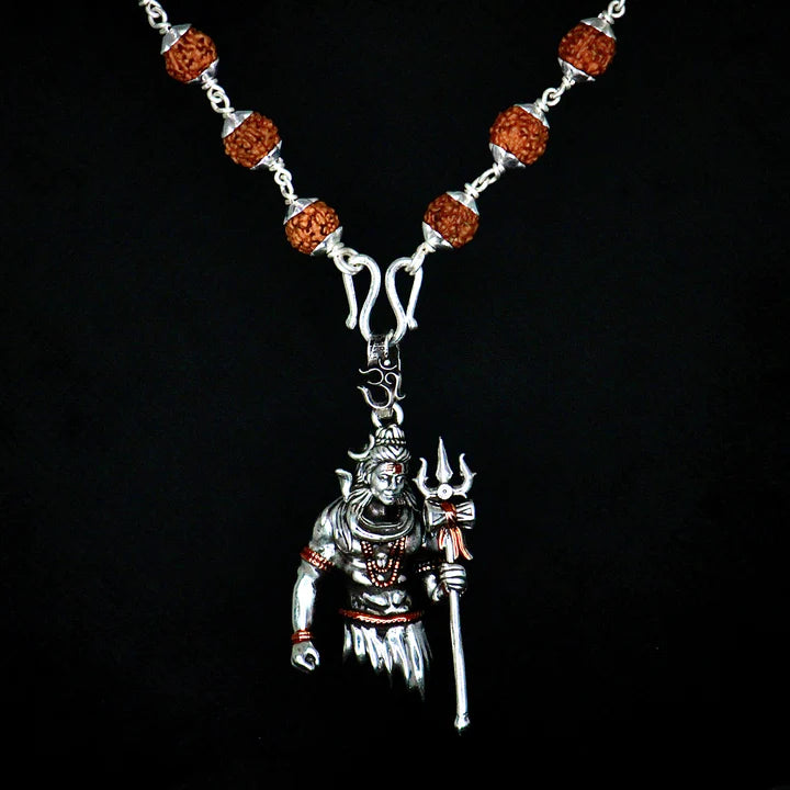 Mahadev n Trishul Pendant with Rudraksh Chain