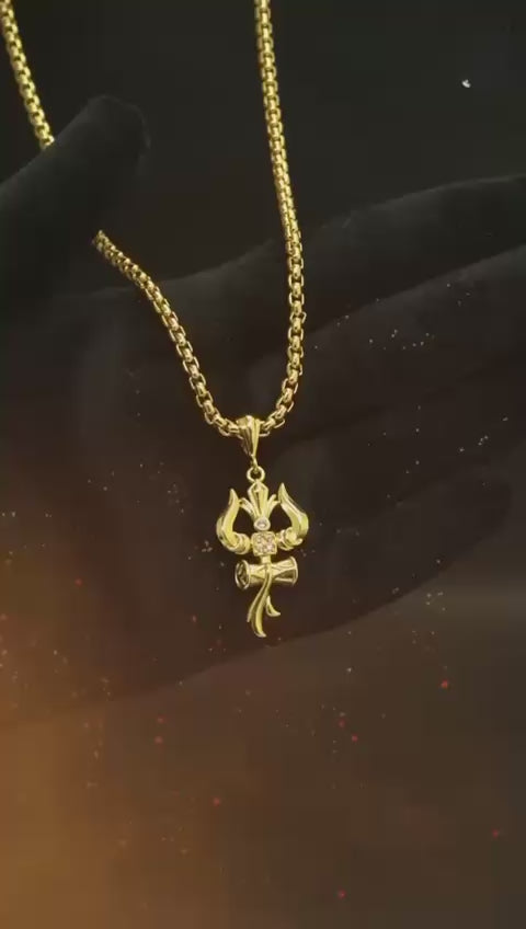 Golden Trishul Pendant Chain